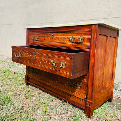 The Brie 19th Century Eastlake Marble Top Dresser