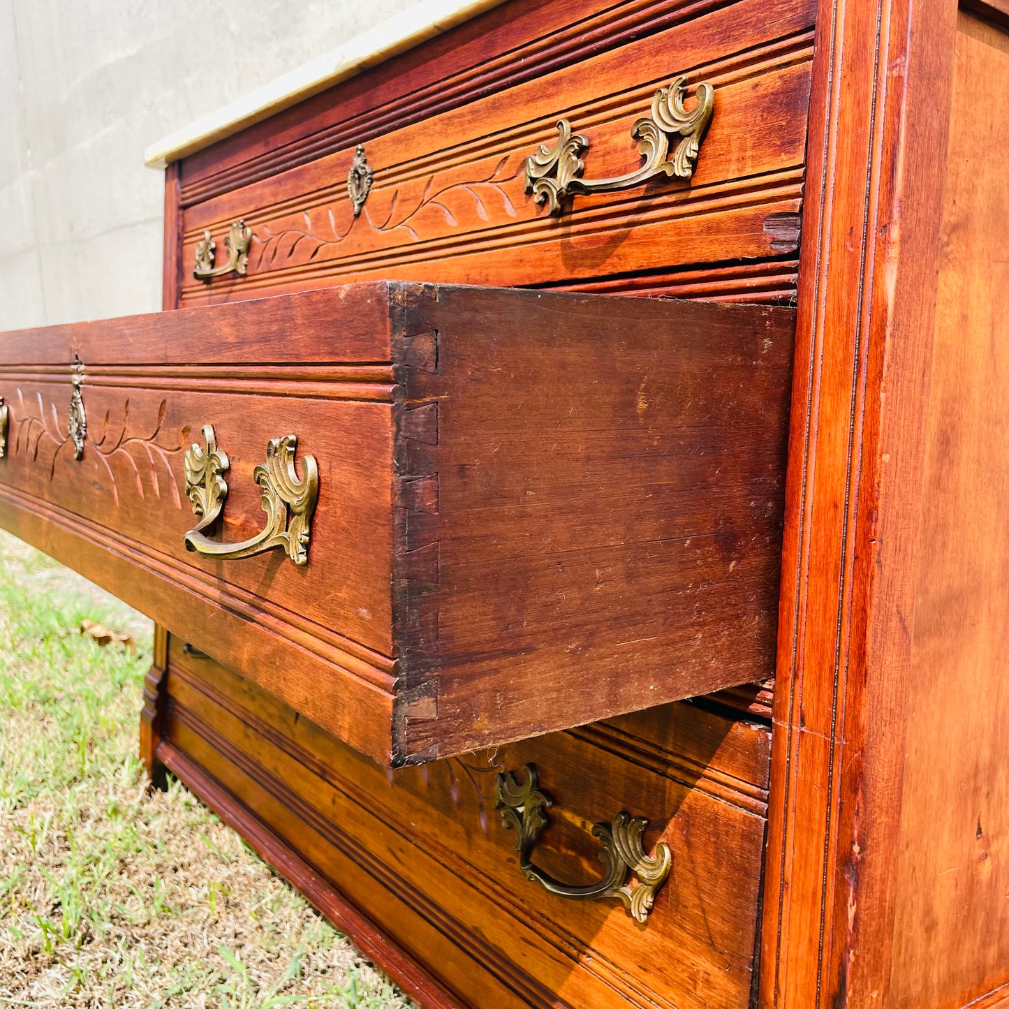 The Brie 19th Century Eastlake Marble Top Dresser