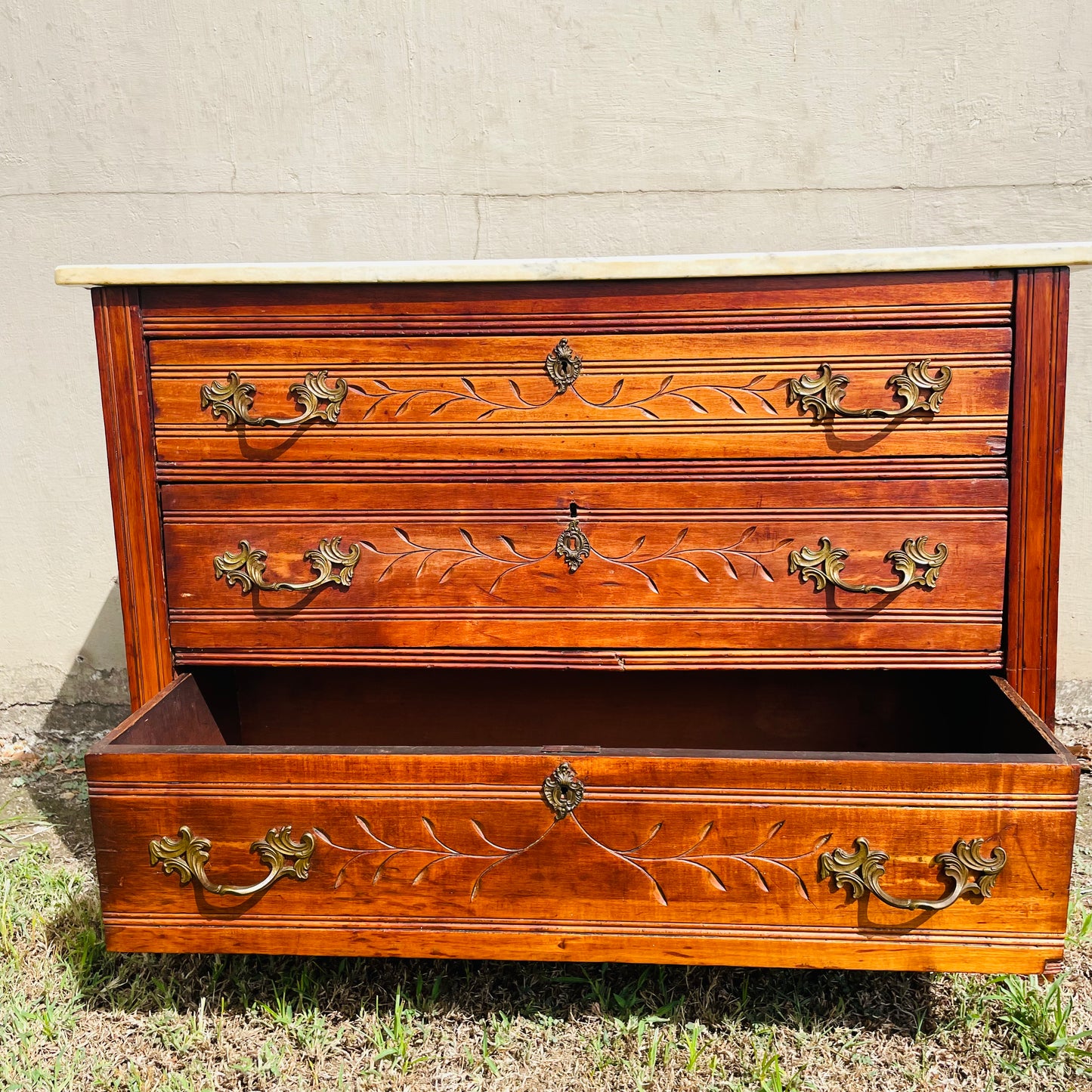 The Brie 19th Century Eastlake Marble Top Dresser