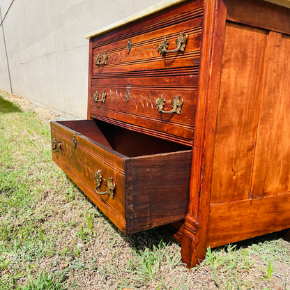 The Brie 19th Century Eastlake Marble Top Dresser