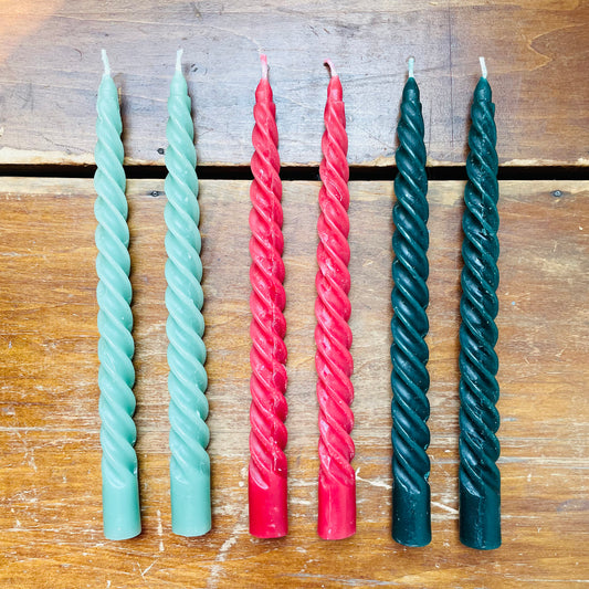 Festive Set of Twist Taper Candles