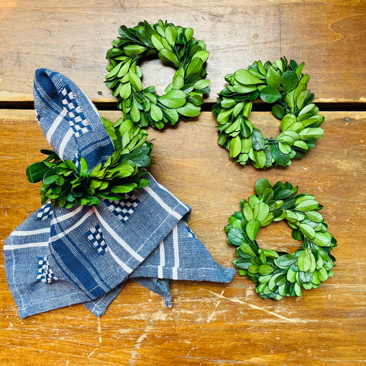 Preserved Boxwood Wreath Napkin Rings