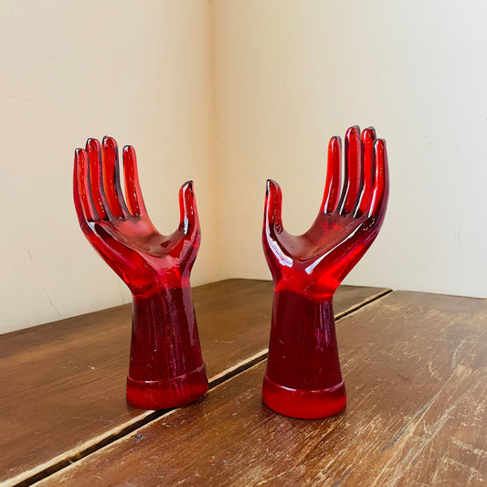 Translucent Scarlet Resin Hands