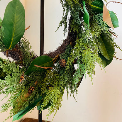 Magnolia Leaf & Pinecone Wreath