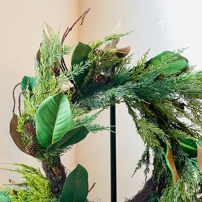 Magnolia Leaf & Pinecone Wreath