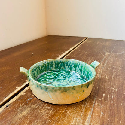 Green Stoneware Baker with Handles