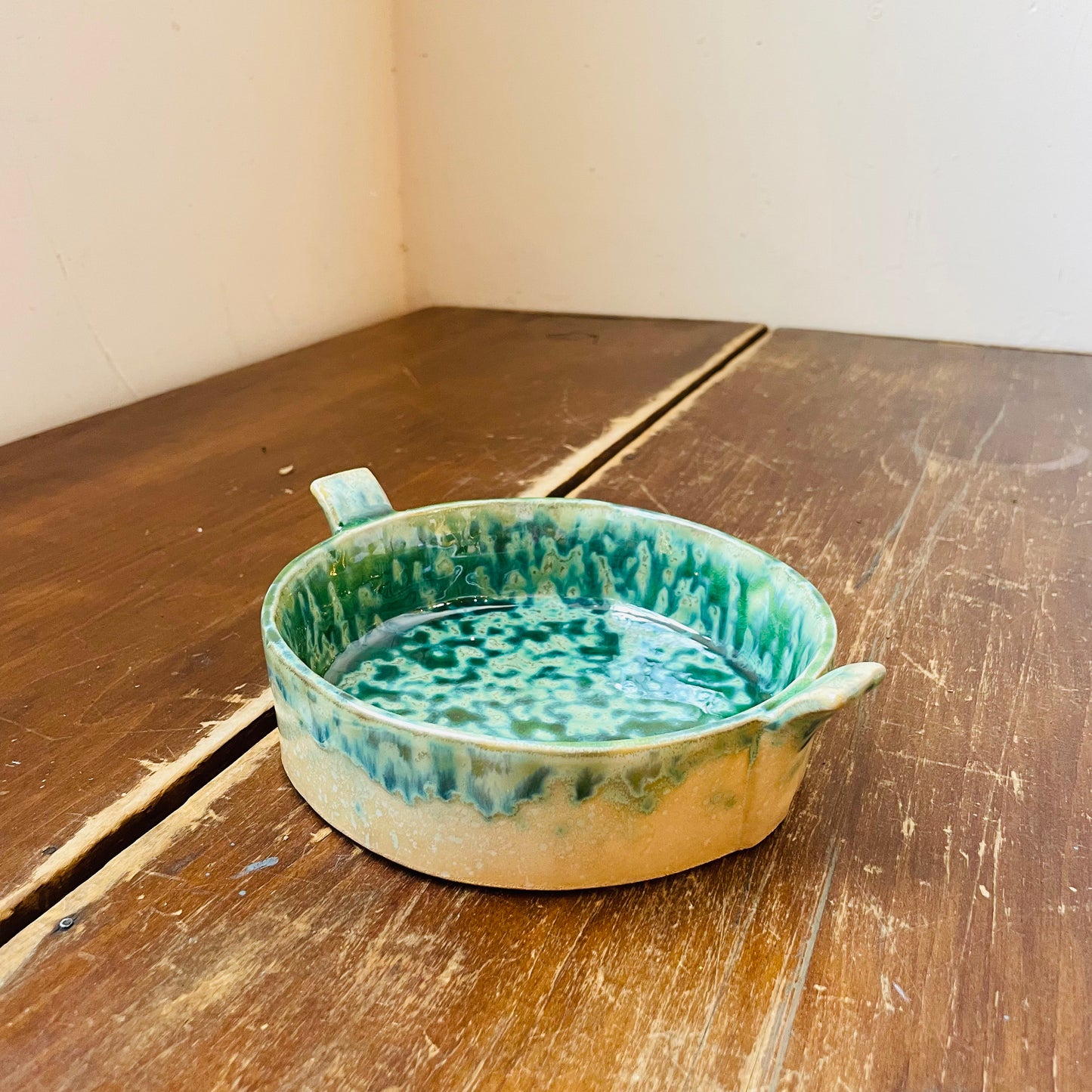 Green Stoneware Baker with Handles