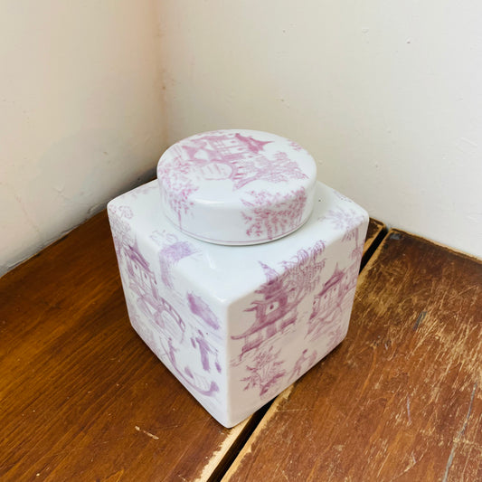 Purple & White Stoneware Ginger Jar