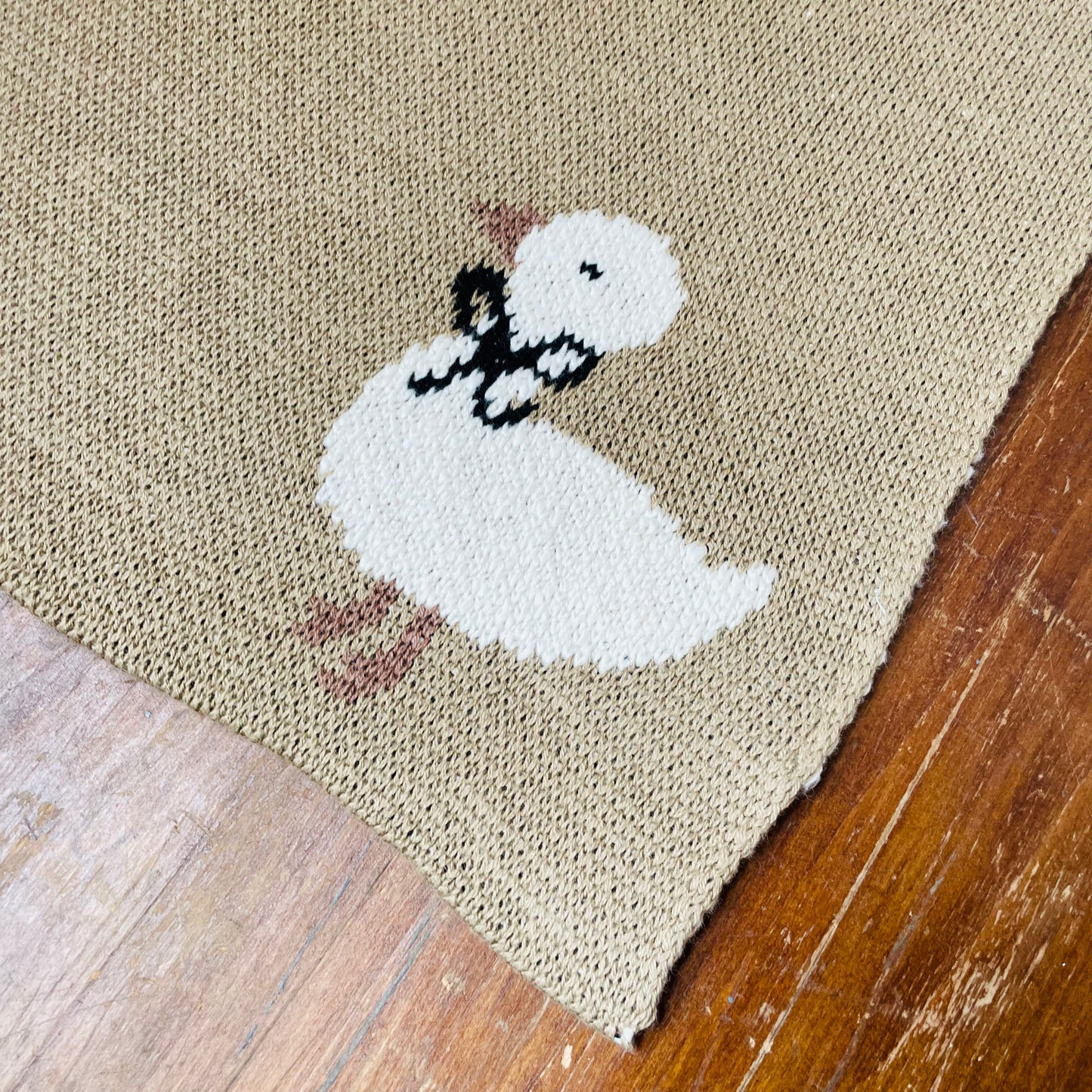 Duckling with Bow Cotton Knit Blanket