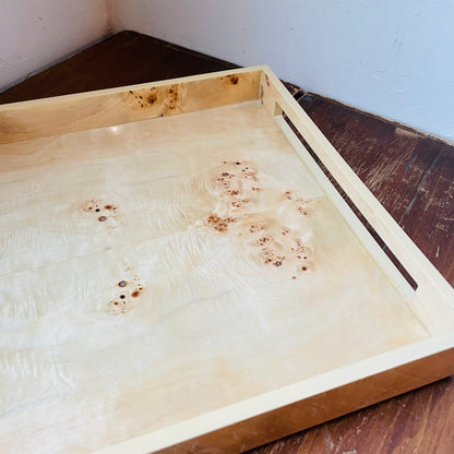 Burl Wood Rectangular Tray with Handles