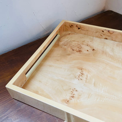 Burl Wood Rectangular Tray with Handles