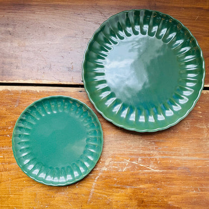 Green Stoneware Fluted Plate