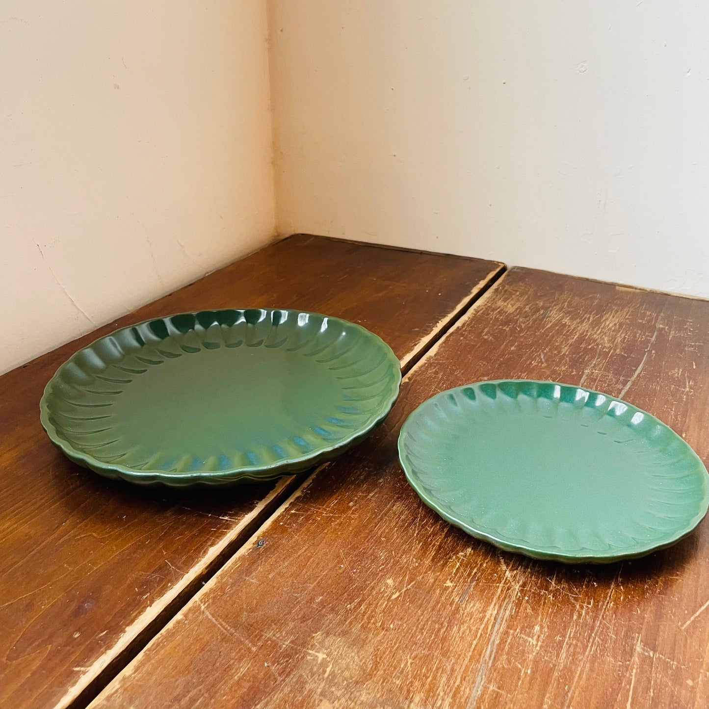 Green Stoneware Fluted Plate