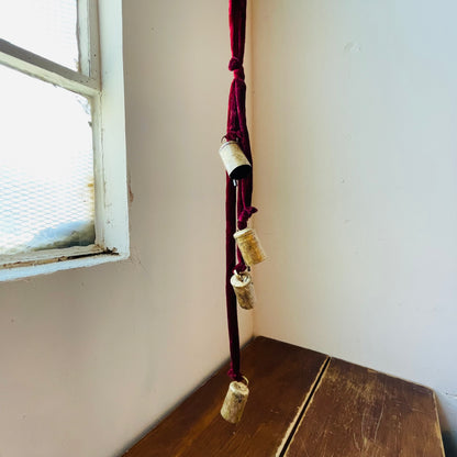 Metal Christmas Bell Cluster with Velvet Rope