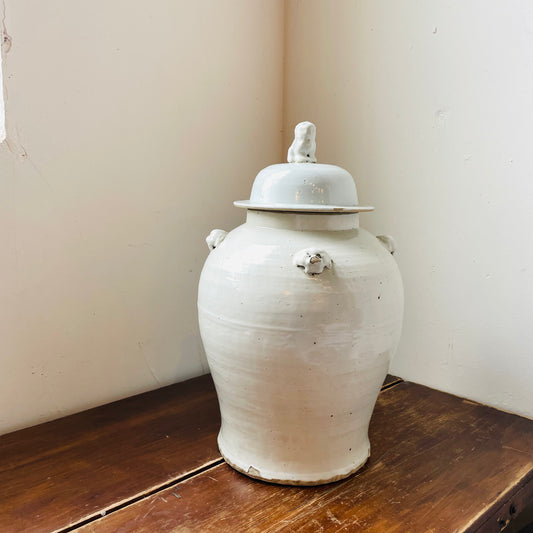 Rustic White Porcelain Temple Jar