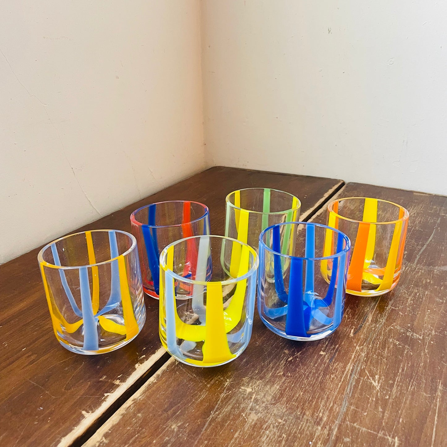 Set of 6 Terrazzo Striped Tumbler Glasses