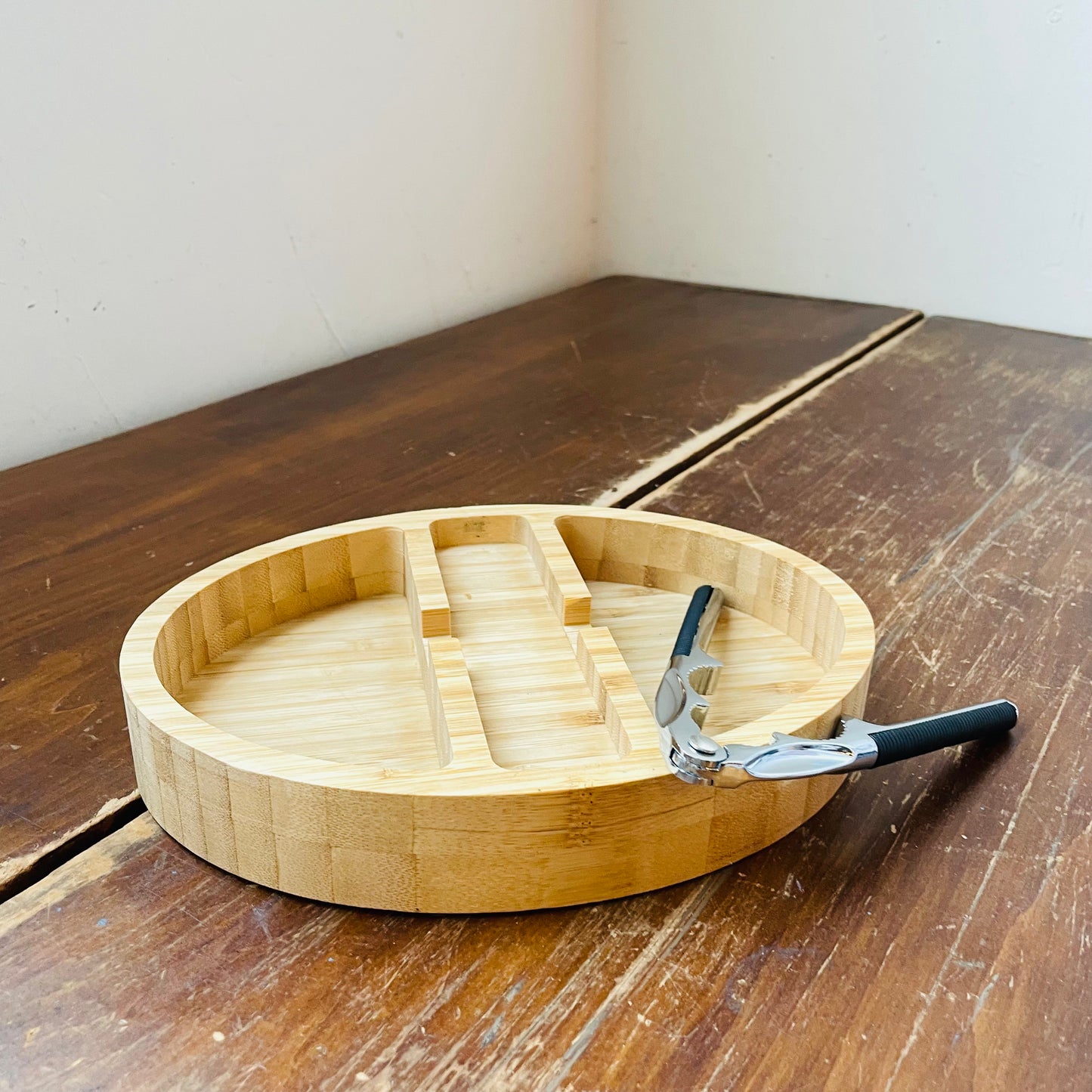 Bamboo Tray & Zinc Alloy Nut Cracker