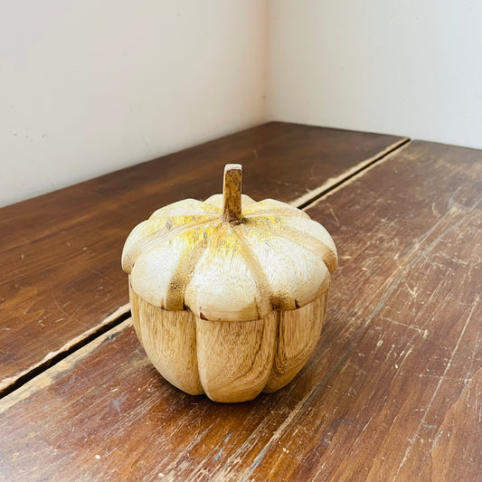 Hand-carved Mango Wood Acorn Shaped Container
