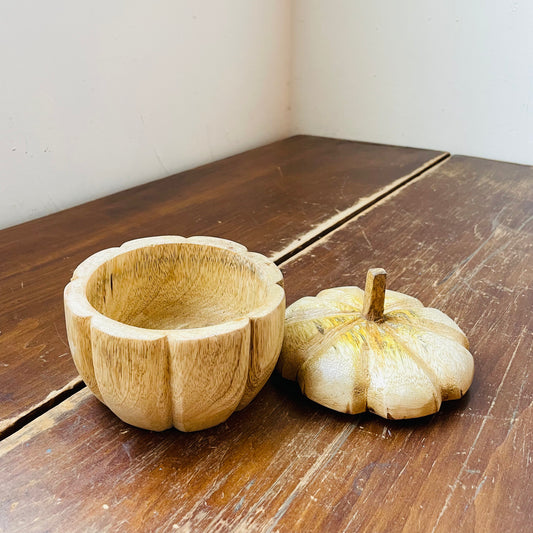 Hand-carved Mango Wood Acorn Shaped Container