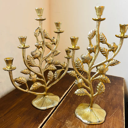 Golden Floral Branch Candelabra Set