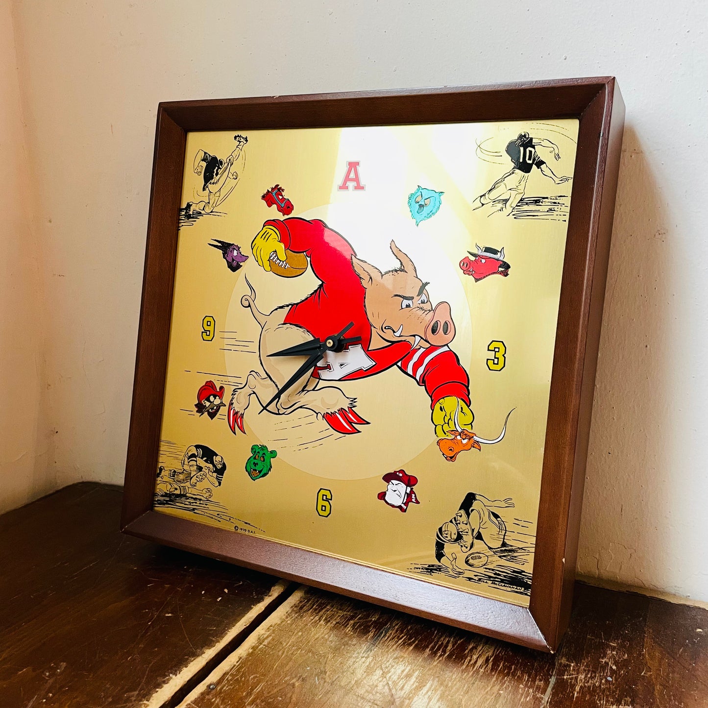 1970's Southwest Conference Arkansas Razorbacks Wall Clock- Vintage
