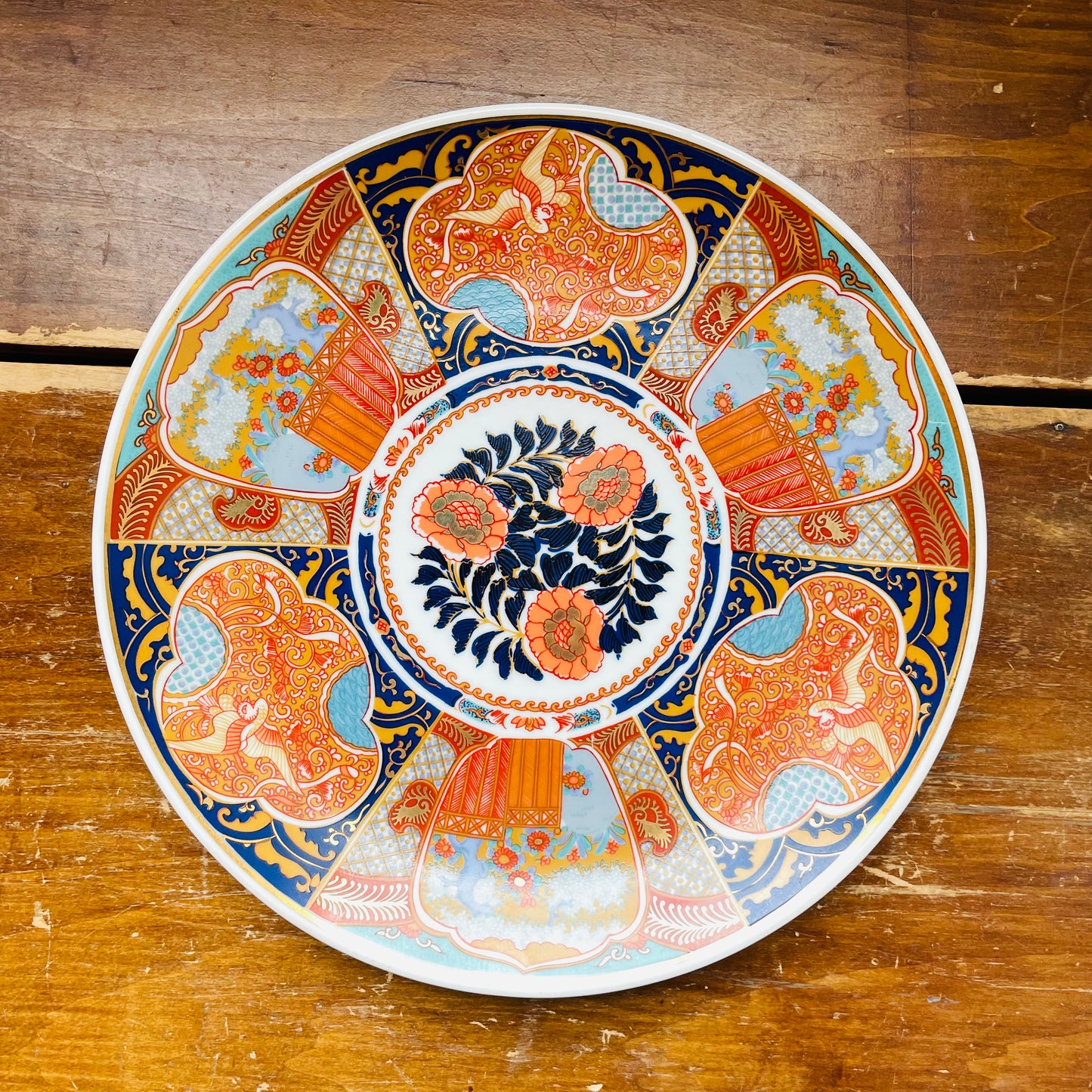 Japanese Imari Orange & Blue Plate- Vintage