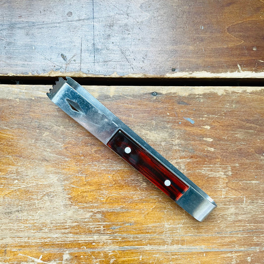 Ice Tongs with Resin Tortoiseshell Handle- Vintage
