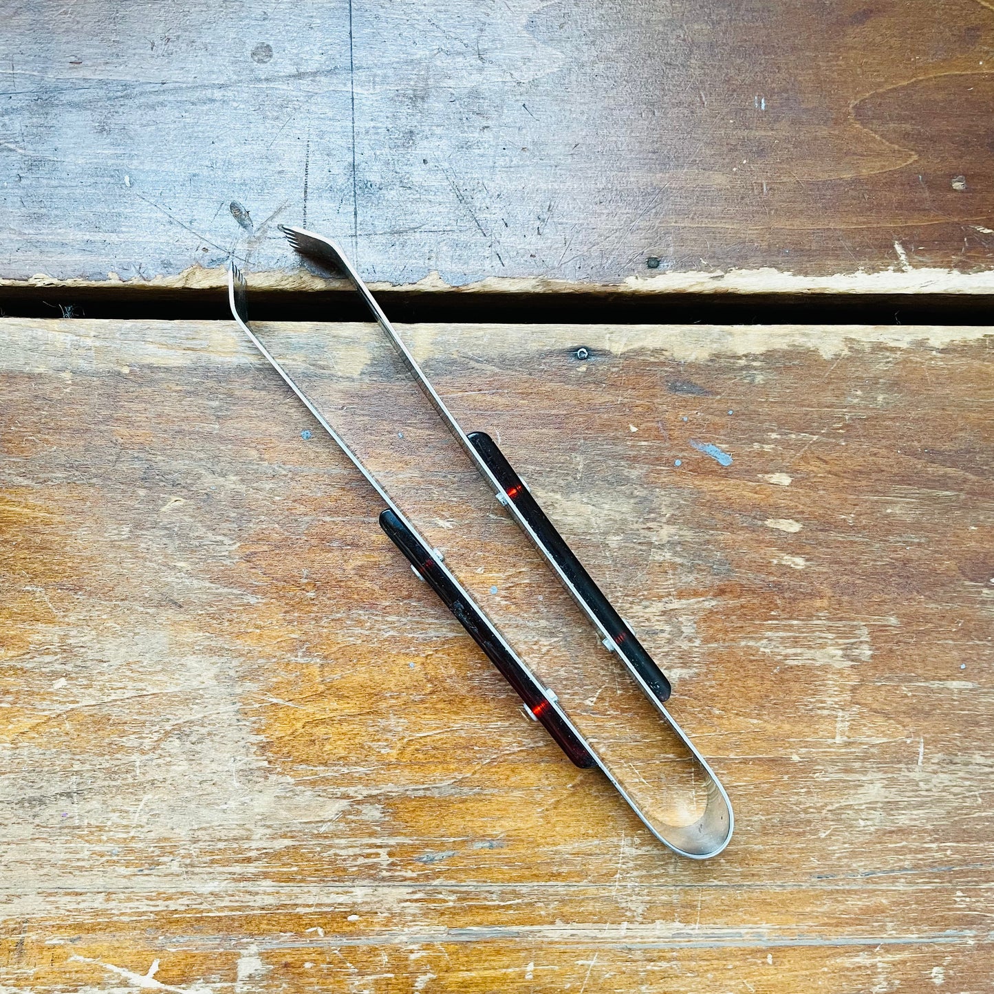 Ice Tongs with Resin Tortoiseshell Handle- Vintage