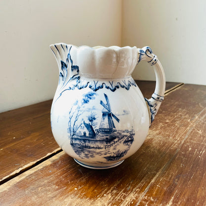 Delft Styled Blue & White Pitcher- Vintage