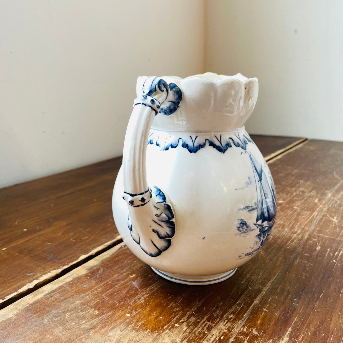 Delft Styled Blue & White Pitcher- Vintage