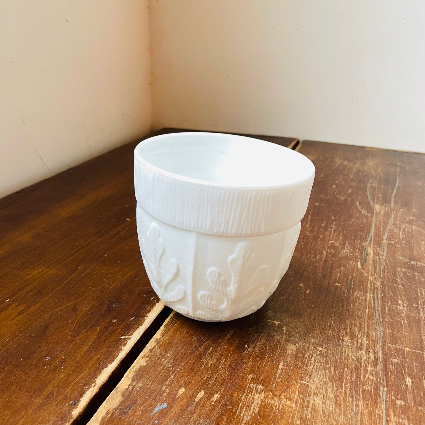 FTD Oak Leaf Milk Glass Planter- Vintage