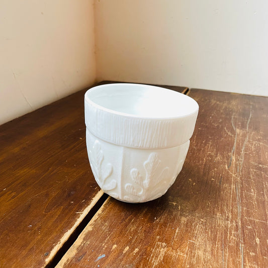 FTD Oak Leaf Milk Glass Planter- Vintage