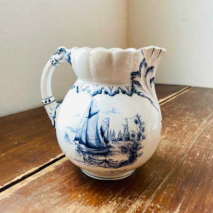 Delft Styled Blue & White Pitcher- Vintage