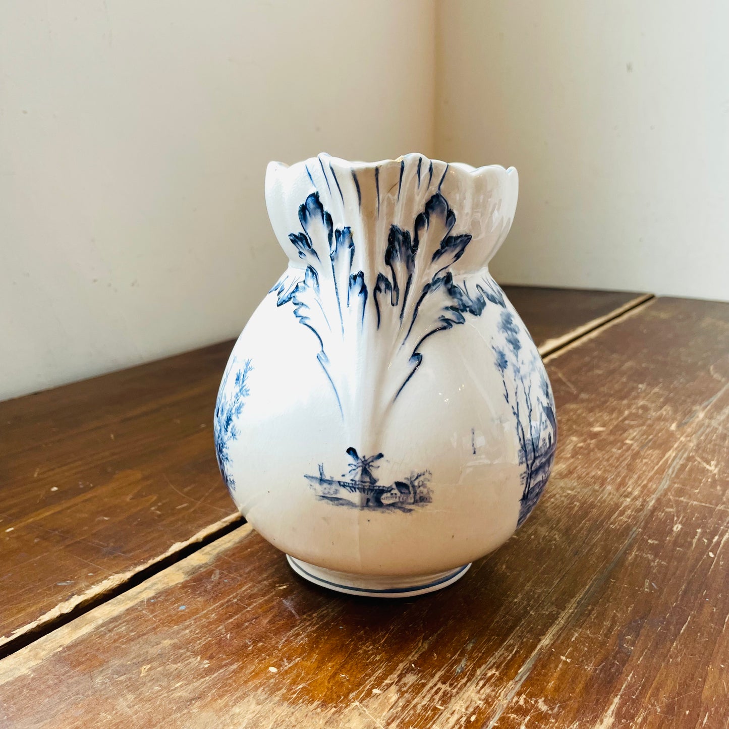 Delft Styled Blue & White Pitcher- Vintage