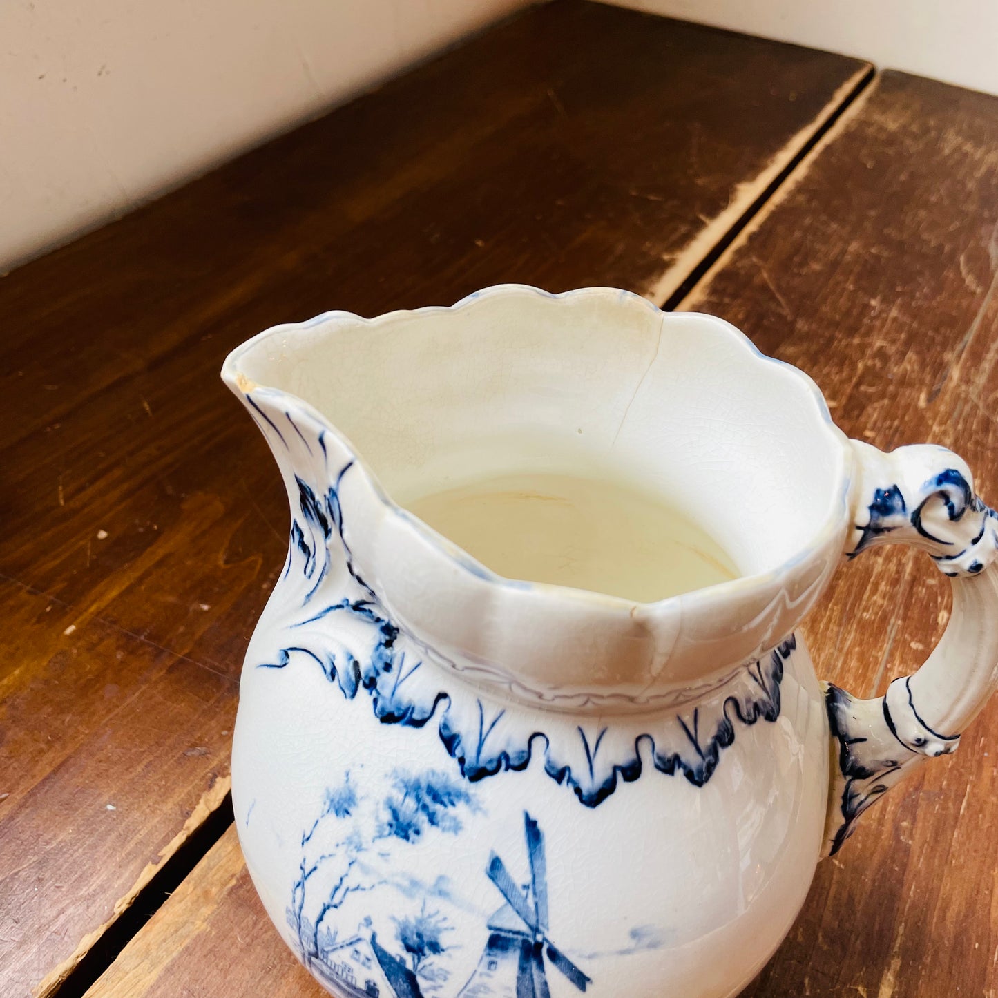Delft Styled Blue & White Pitcher- Vintage
