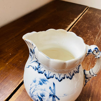Delft Styled Blue & White Pitcher- Vintage