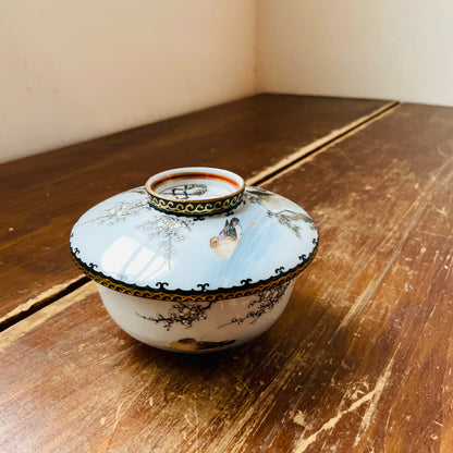 Mandarin Duck Japanese Kutaniware Lidded Bowl- Vintage