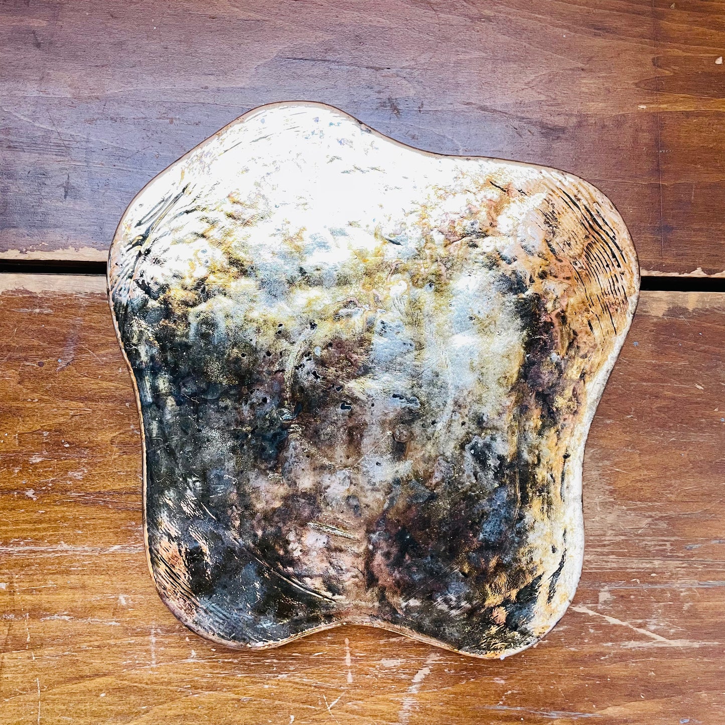 Decorative Mercury Glass Organic Shaped Platform