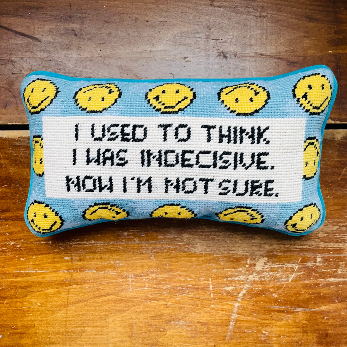 Indecisive Needlepoint Pillow