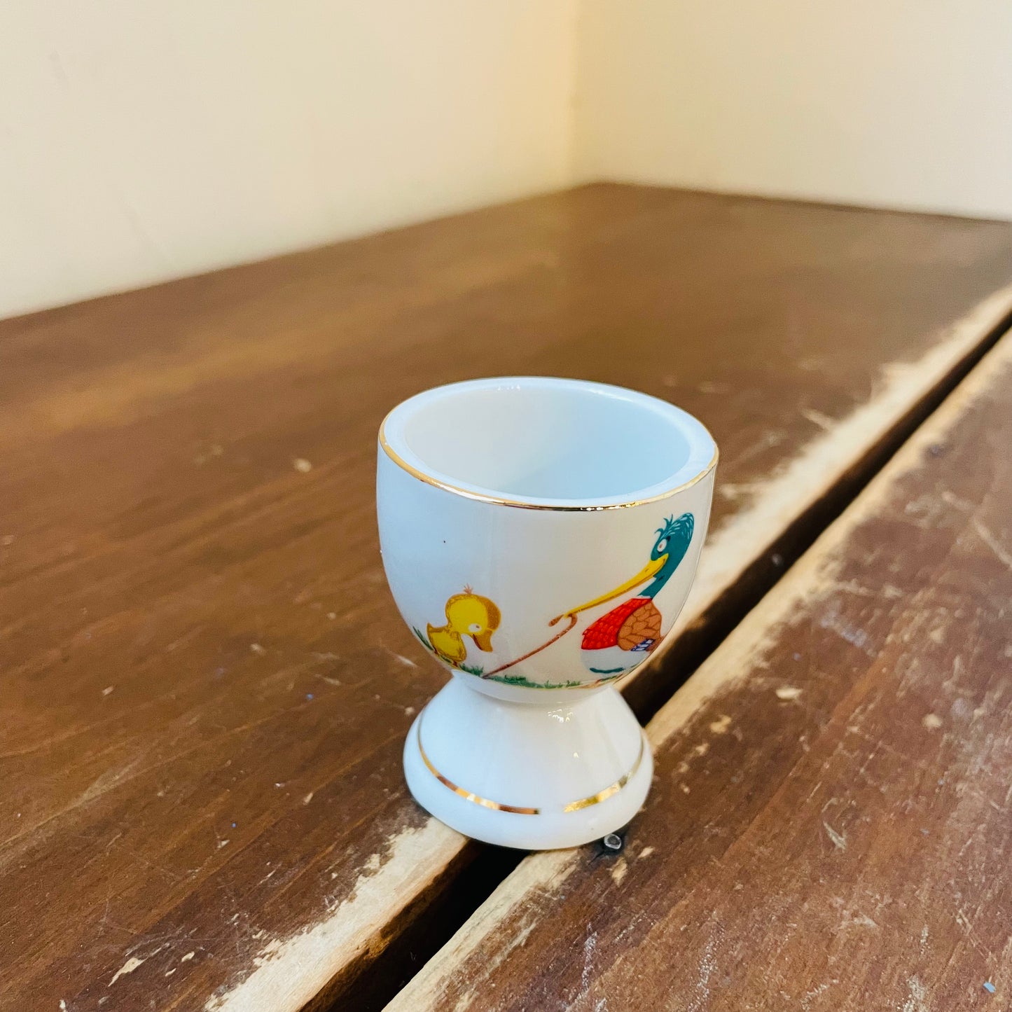 Cartoon Mallard Drake & Duckling Egg Cup- Vintage