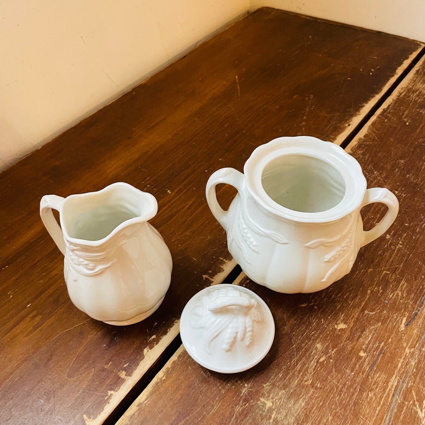 Wheat Ironstone Creamer & Sugar Bowl Set- Vintage