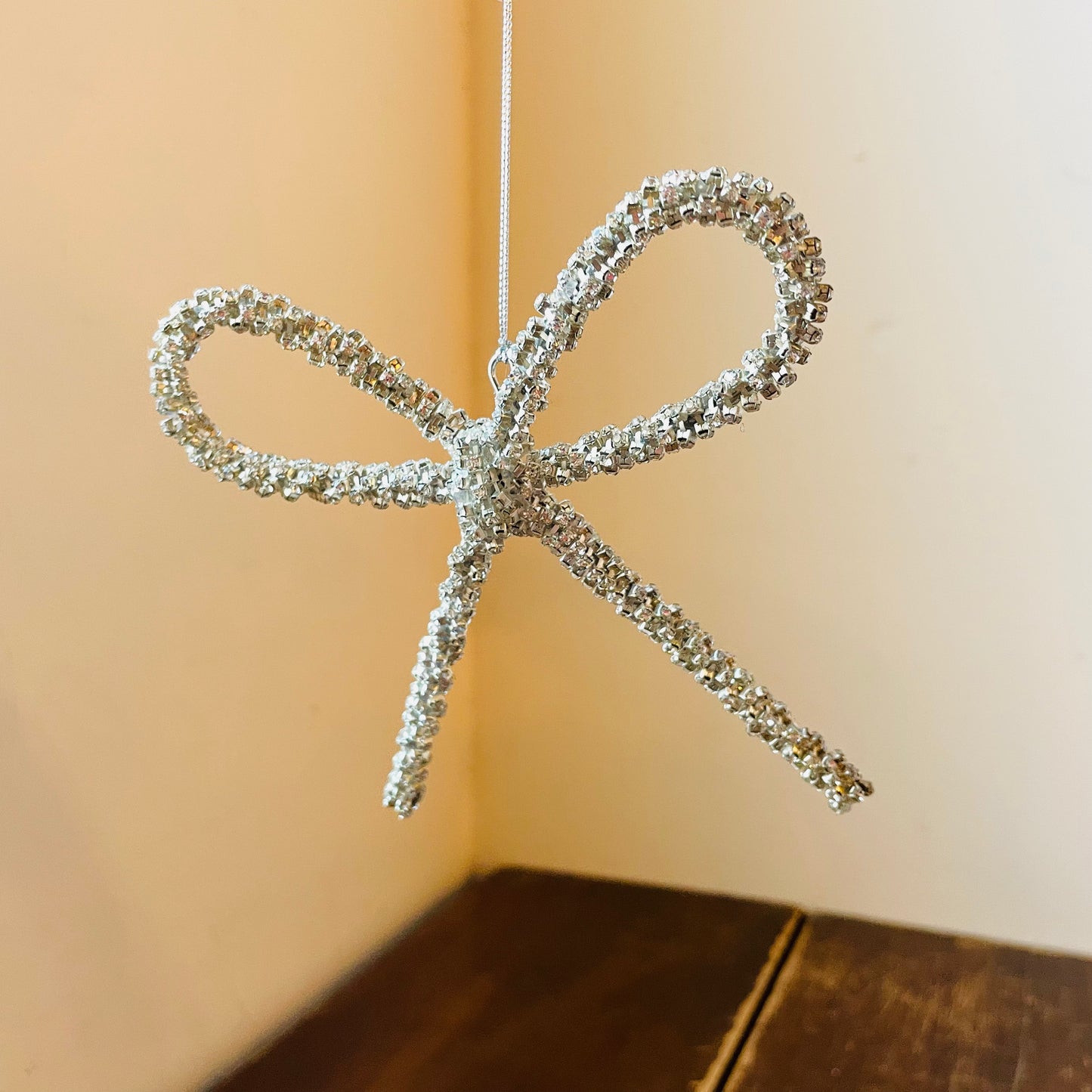 Metal Rhinestone Bow Ornament