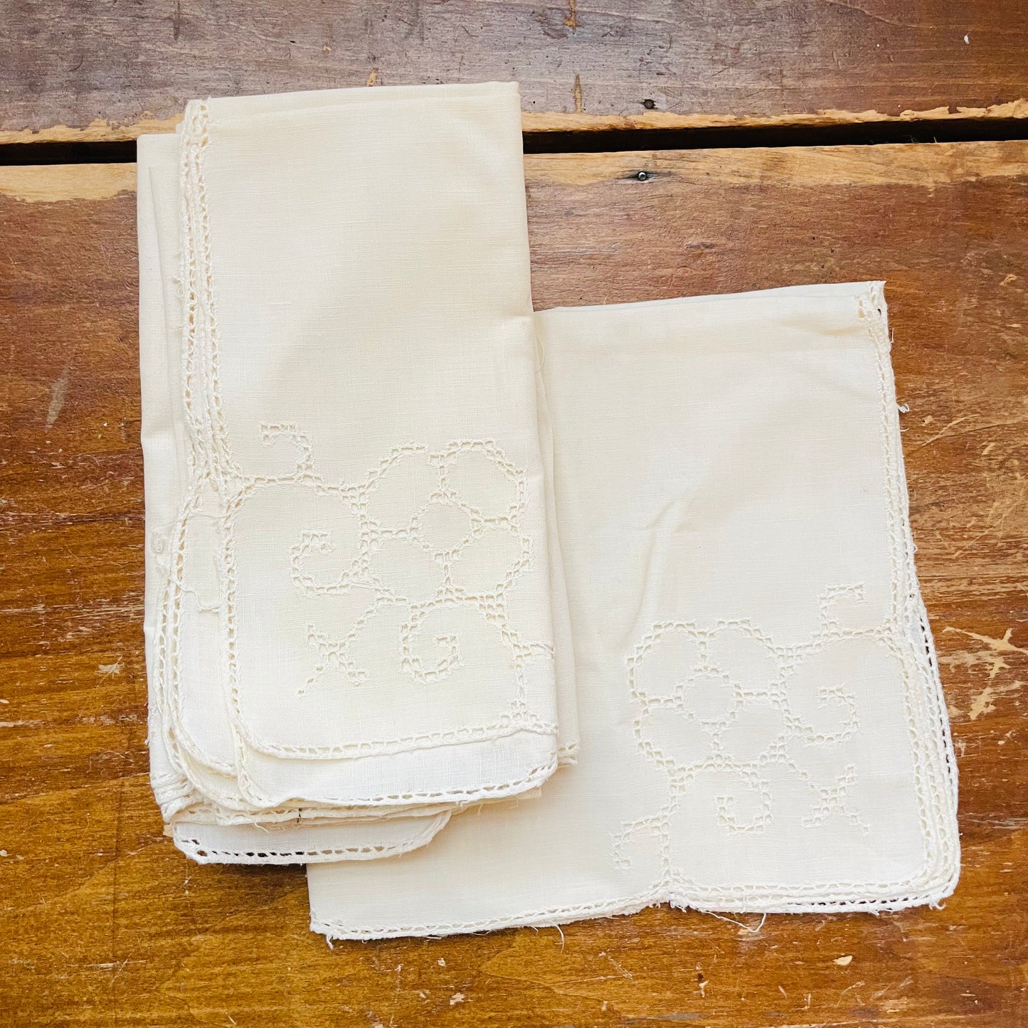 Cream Cutwork 8 Piece Napkin Set- Vintage