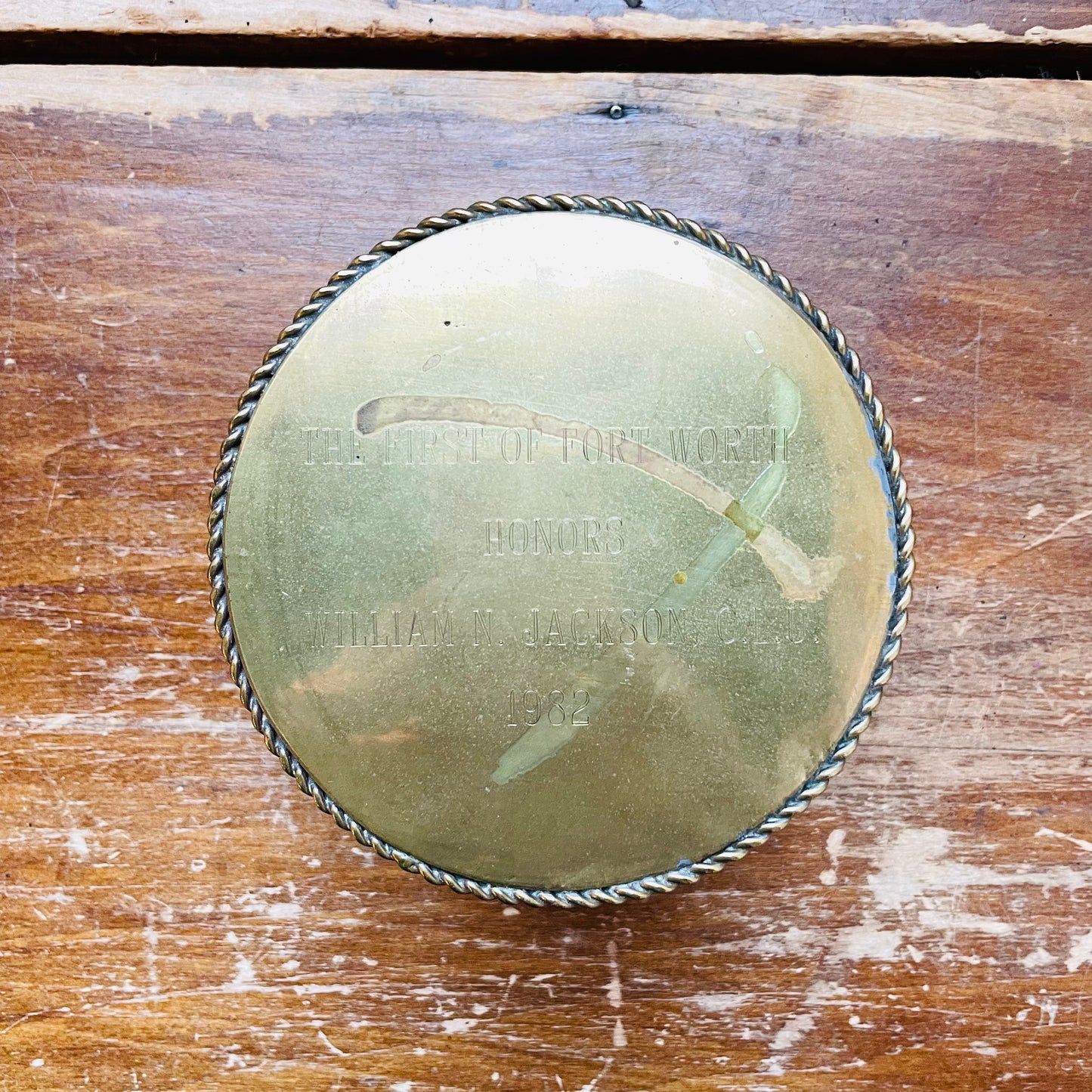 "The First of Fort Worth" Brass Canister Award- Vintage