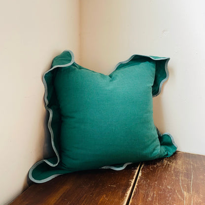 Darcy Green & Aqua Linen Pillow