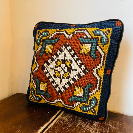 Geometric Nordic Folk Wool Needlepoint- Vintage