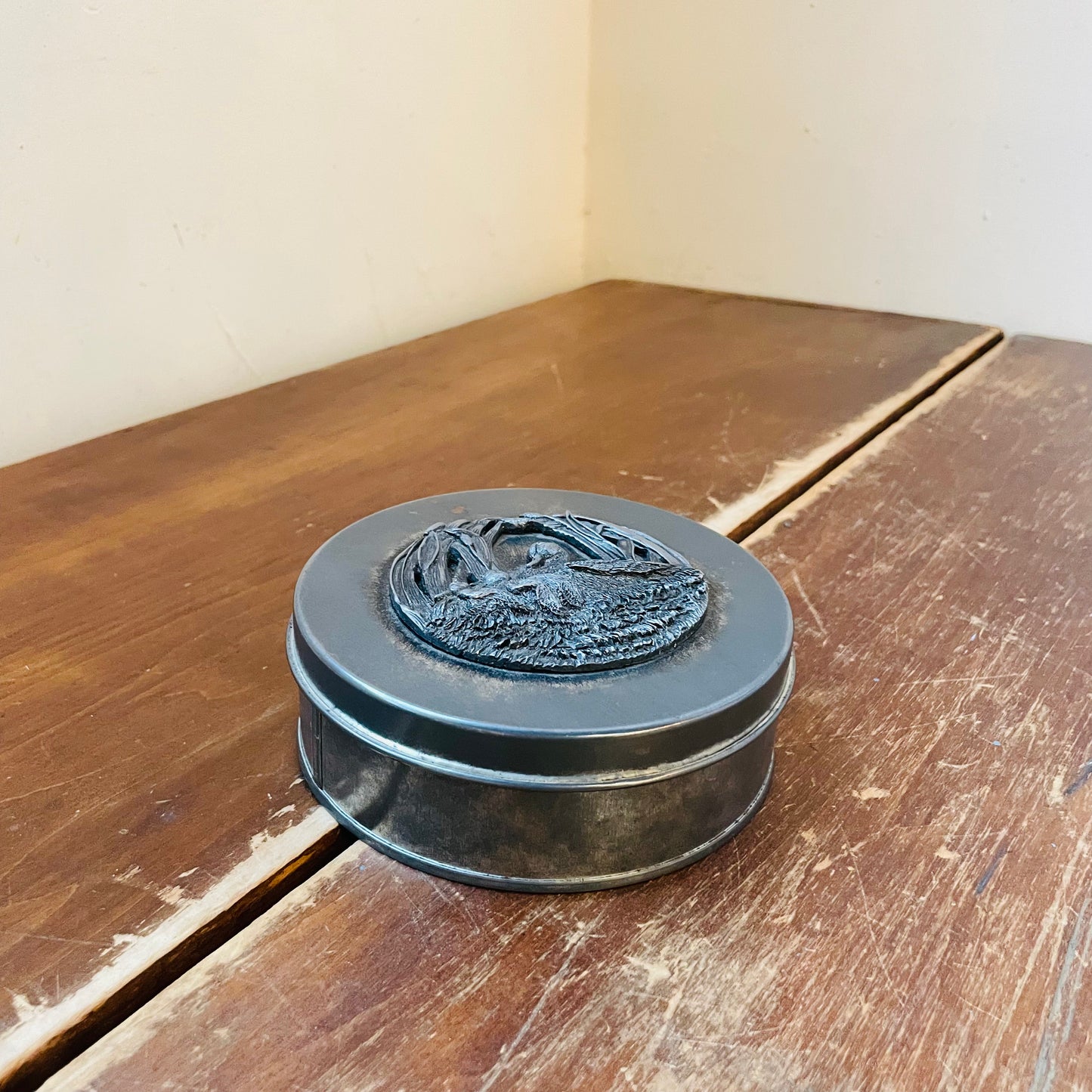 Pewter-Topped Round Tin, Metzke-Vintage