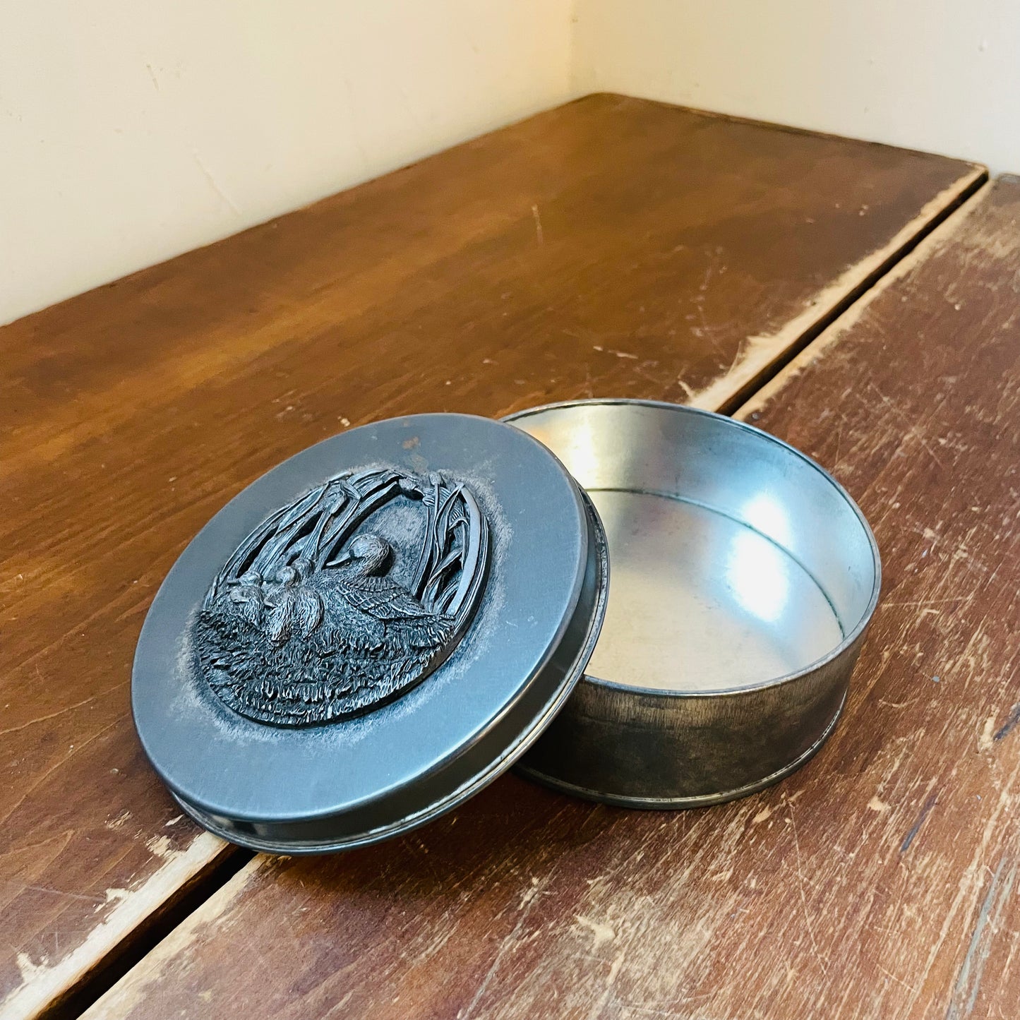 Pewter-Topped Round Tin, Metzke-Vintage