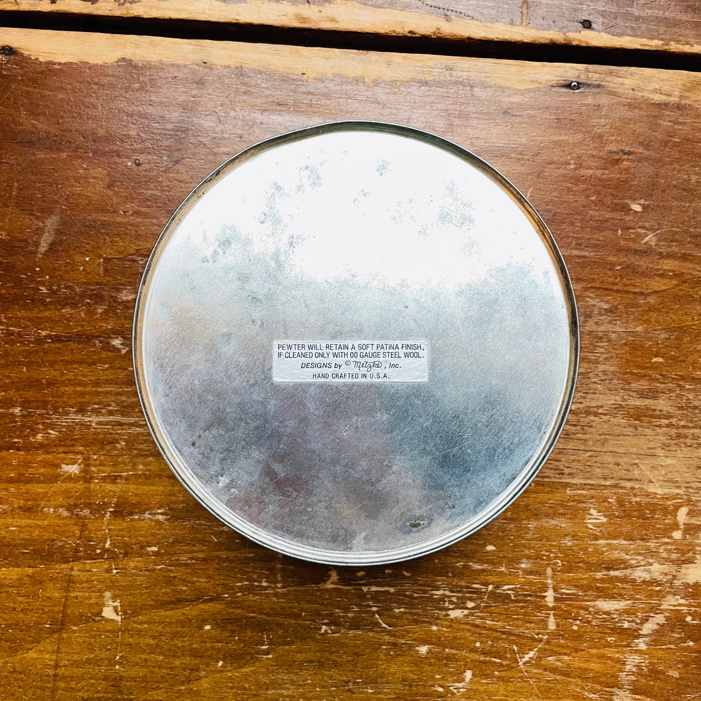 Pewter-Topped Round Tin, Metzke-Vintage
