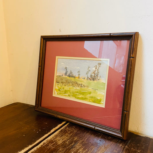 Dot Hector Framed Watercolor-Vintage